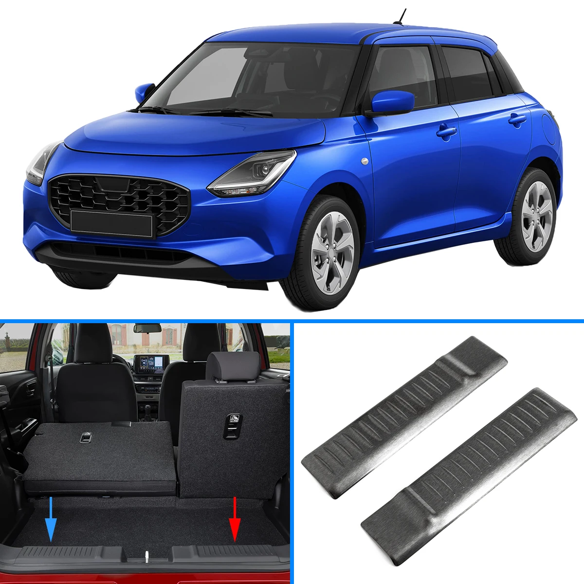 Für Suzuki Swift 2024 2025 2026 Edelstahl Hinten Stamm Schweller Schutz Gepäck Eintrag Schutz Zubehör Schwarz