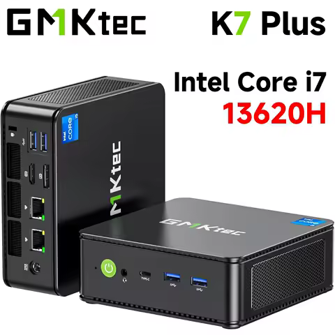 GMKtec K7 Plus Core i7-13620H Mini PC Win11 Pro DDR5 32GB 1TB NVMe SSD PCIe4.0 WiFi6 BT5.2 Desktop Gaming Computer 2*2.5G LAN