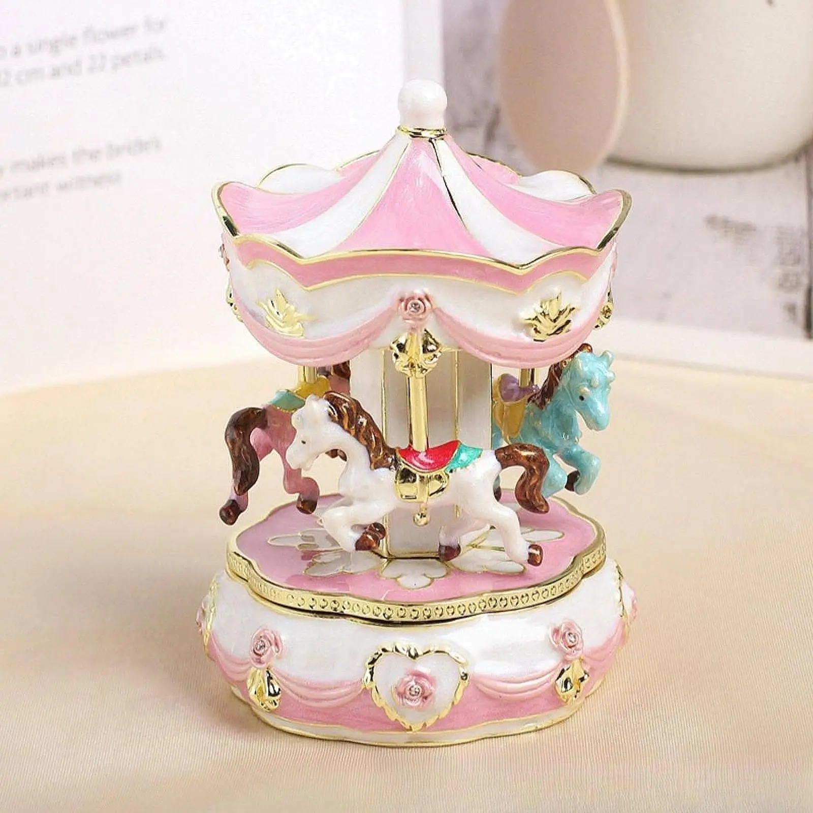 Carousel Trinket Box Decoration Metal Figurine for Women Souvenir Birthday