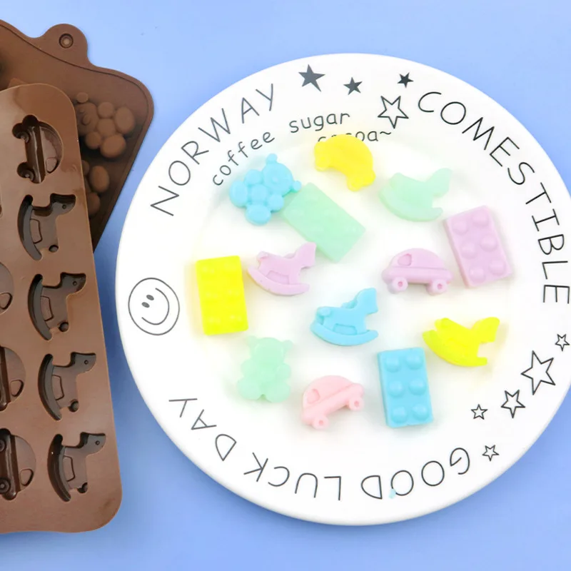 Wholesale Trojan Building Block Silicone Chocolate Mold Ice Grid Mould Gypsum for Home Homemade Diy Molds 376