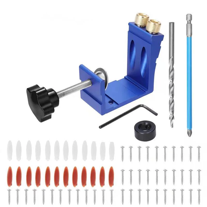 

Oblique Hole Locator Woodworking Positioner Drill Bits Pocket Hole Jig Kit 15 Degree Angle Drill Guide Set Carpentry Tools