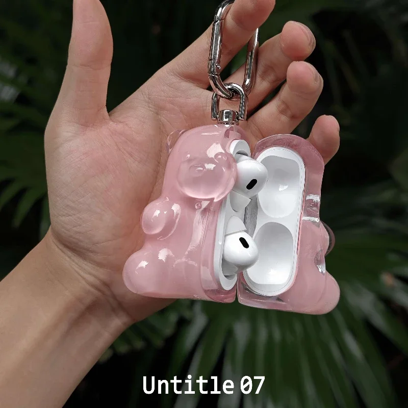 Gummy Bear Headphone Case Cute Bear For Airpods 4/3/Pro/Pro2 Case Transparent Headphone Case Headphone Accessories