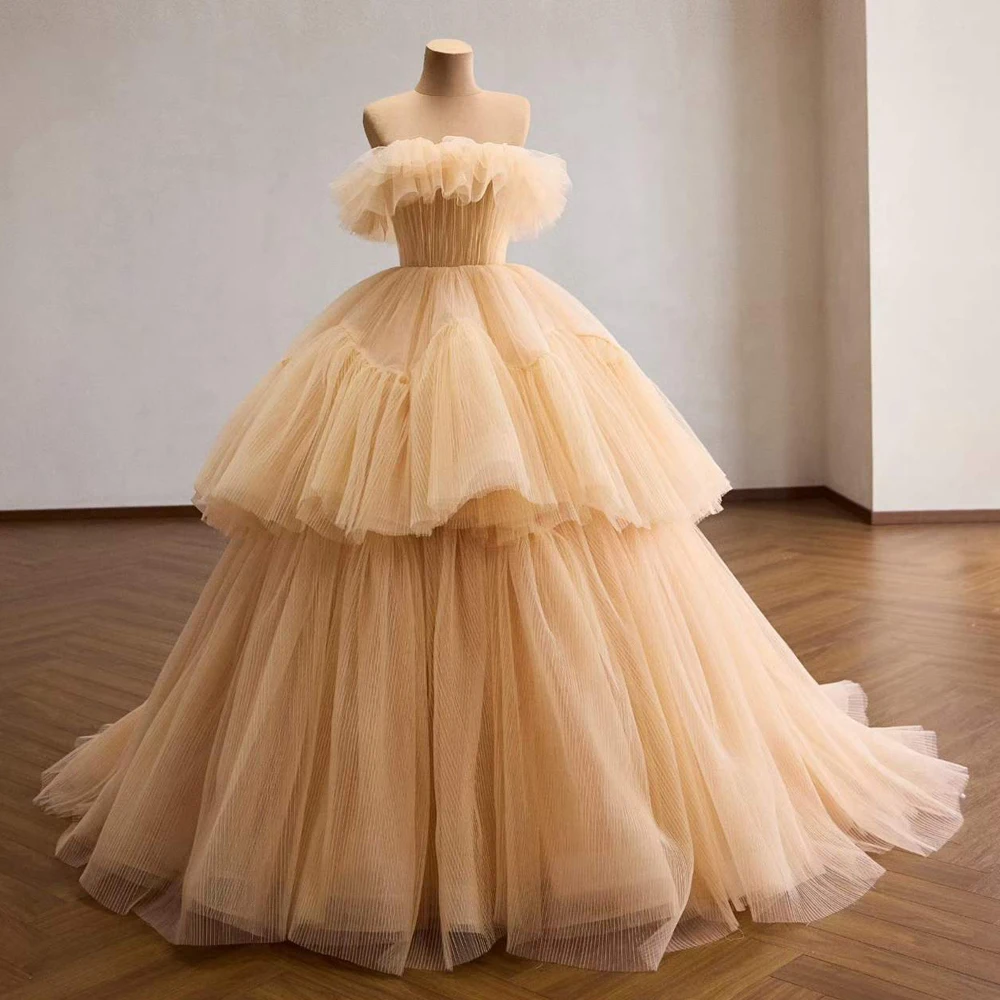 Boho Evening Dresses Off The Shoulder Ball Gown Lace Up Back Customizable Vestidos De Fiesta Elegantes 2026