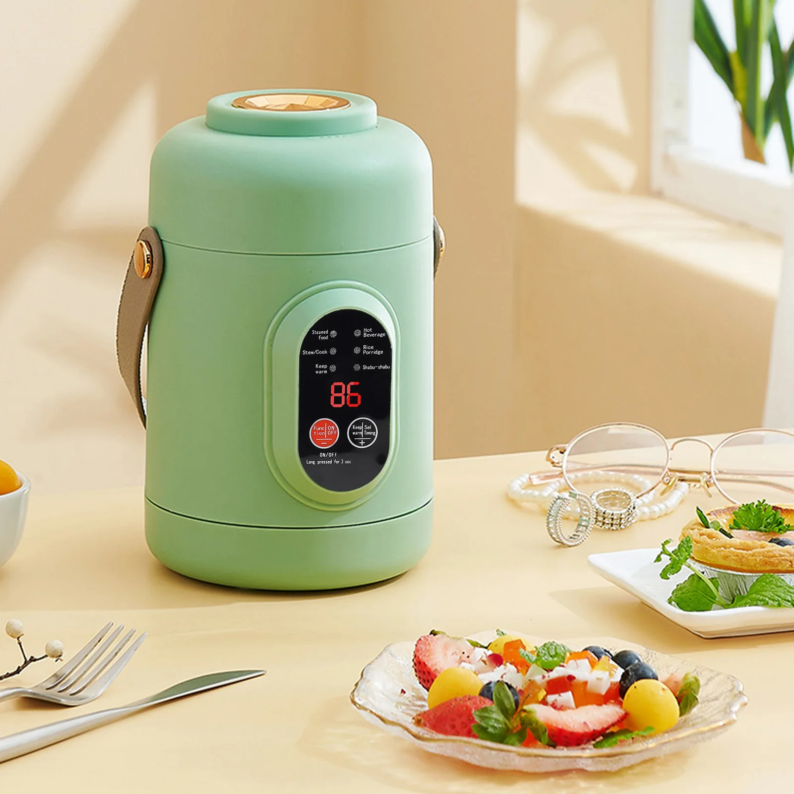 وعاء كهربائي محمول مدمج للسفر متعدد الوظائف سخان غلاية الماء الساخن كوب تسخين وعاء الحساء