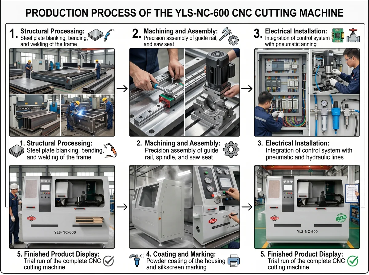 YLS-NC-600 Tailless Aluminium Profile Cutting Machine 600mm Automatic Saw for Jalousie Door Window Fabrication Unit