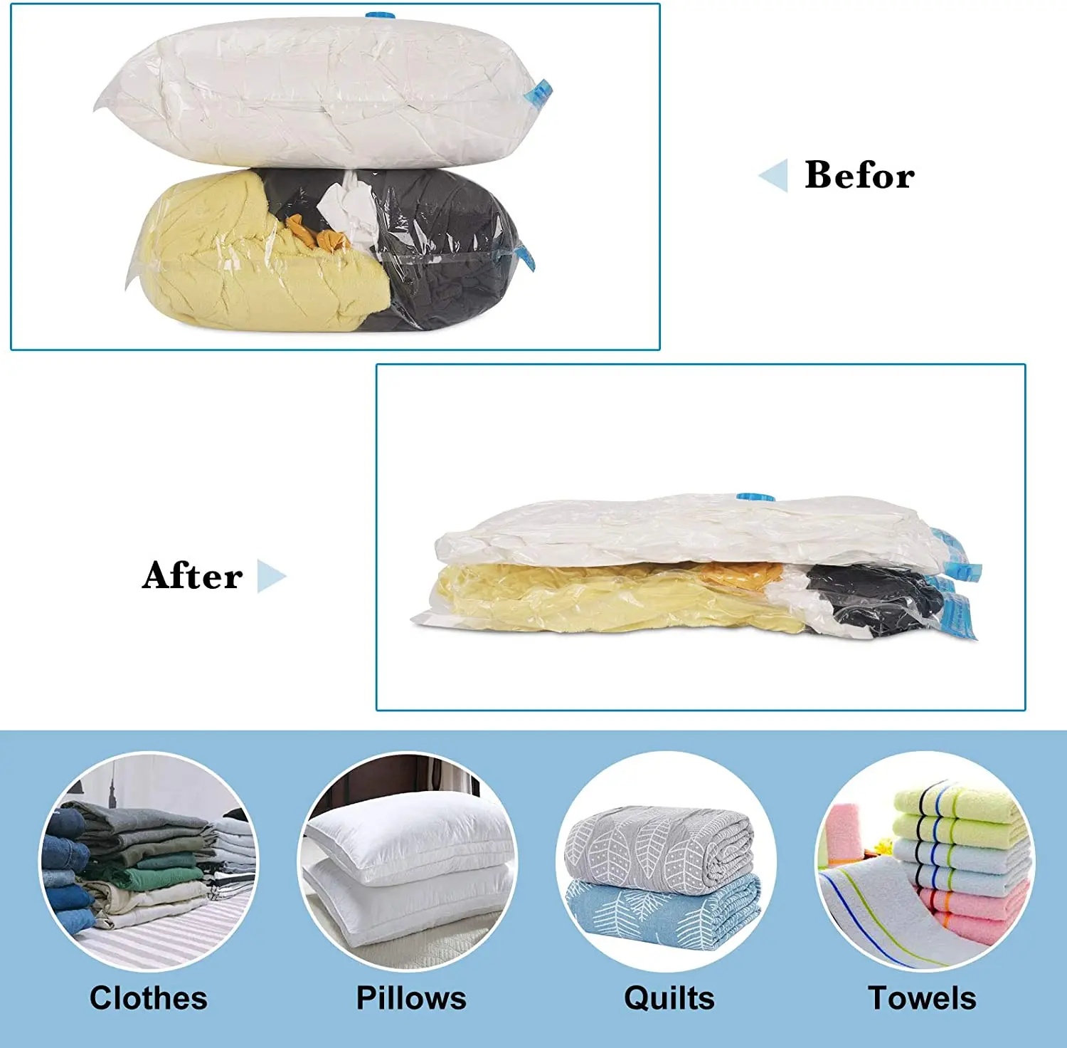 1PC Vacuum Storage Bags Space Saving Bags for Comforters Clothes Pillow Bedding Blanket Storage Vacuum Seal Bag Home Organizer