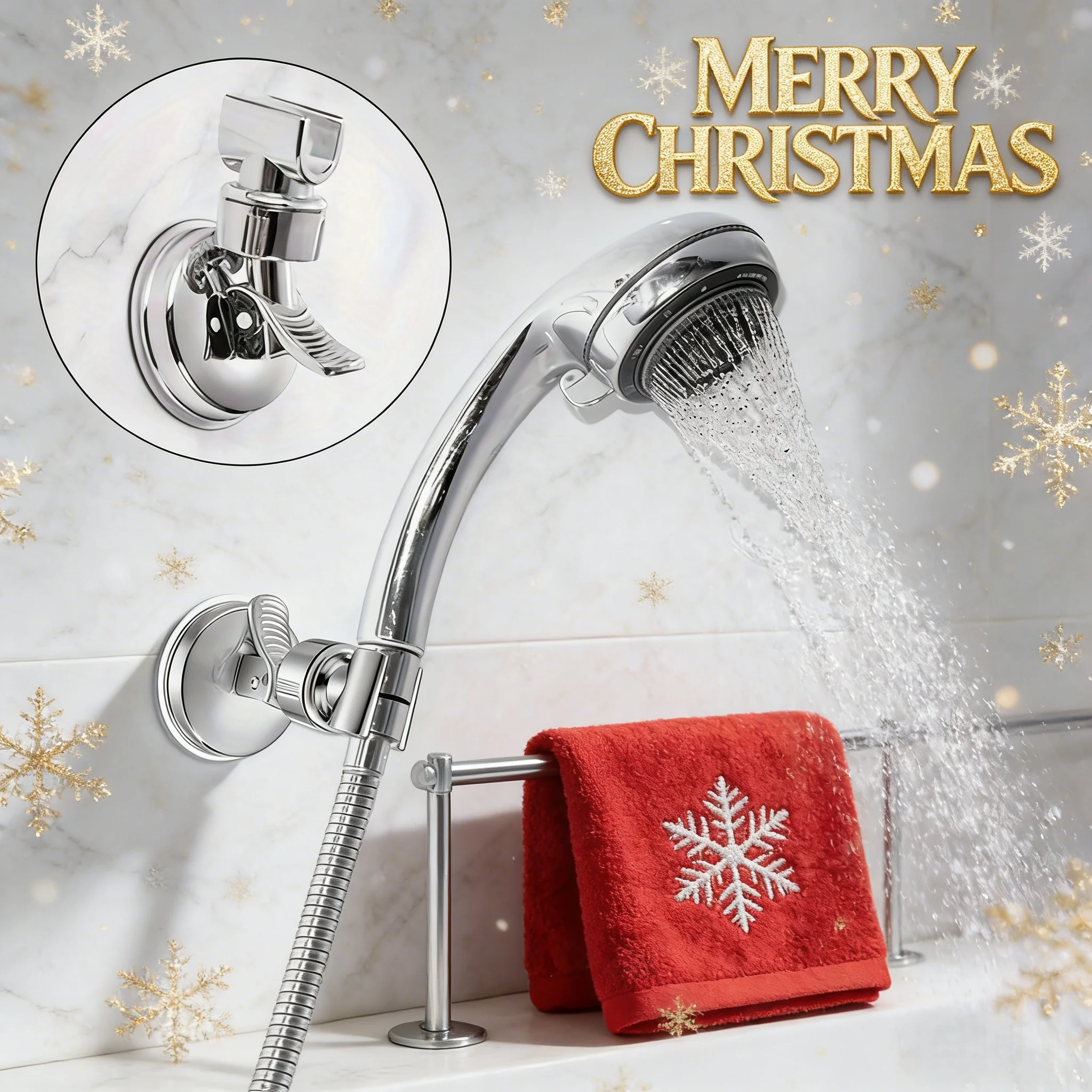 1-Piece Adjustable Shower Head Holder - Hands-Free Shower, Easy Installation, Perfect Bathroom Upgrade Gift for Holidays​ - Image 2