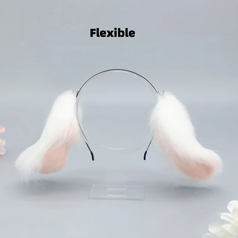 Oreilles de chien de simulation d'animaux faites à la main pour Halloween, Lolita, bande de sauna à fourrure, lapin en peluche KC, accessoires pour cheveux cosplay mignons