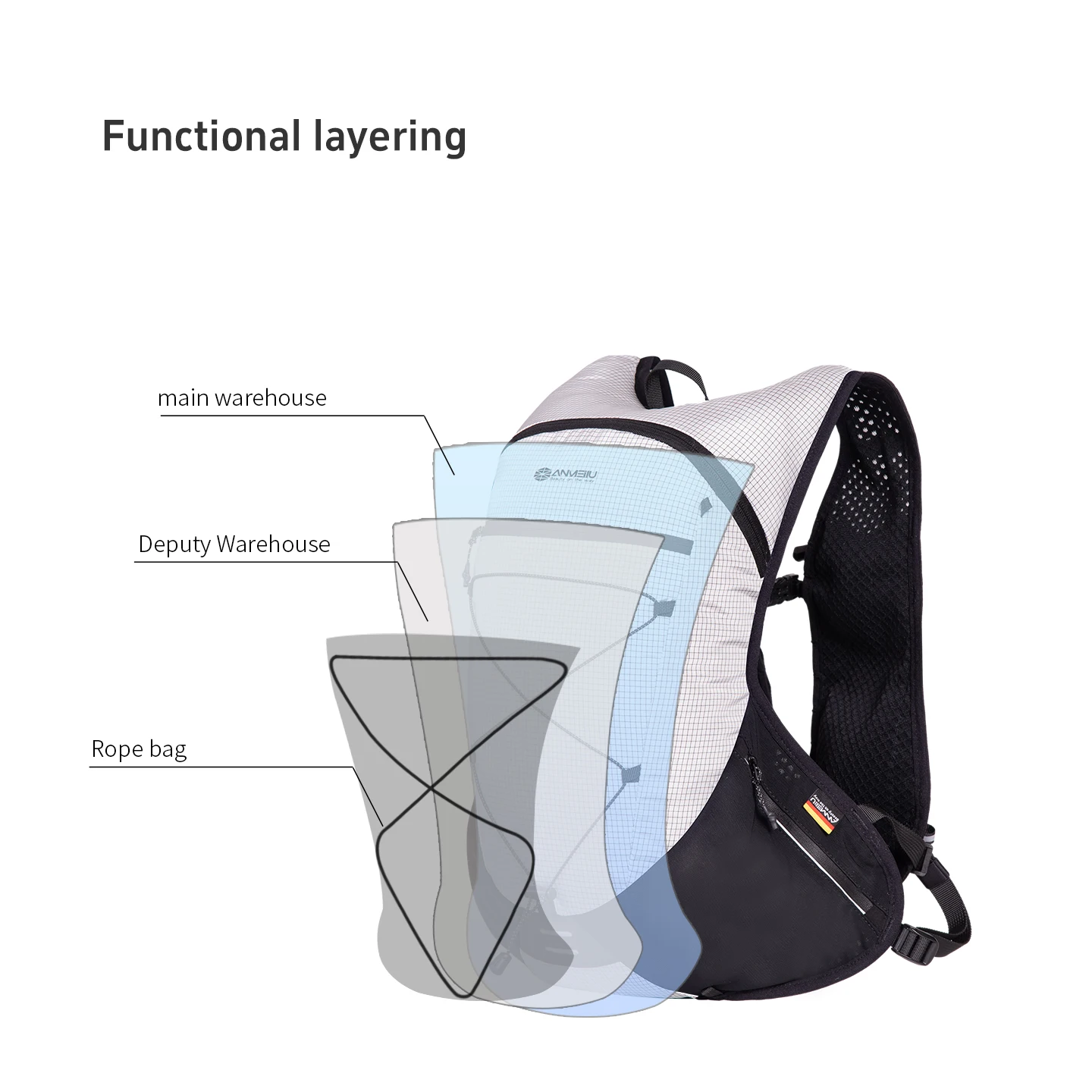 Anmeilu Lightweight Hiking Backpack 10L Outdoor Trail Backpack for Mountaineering and Trekking with Hydration Bladder