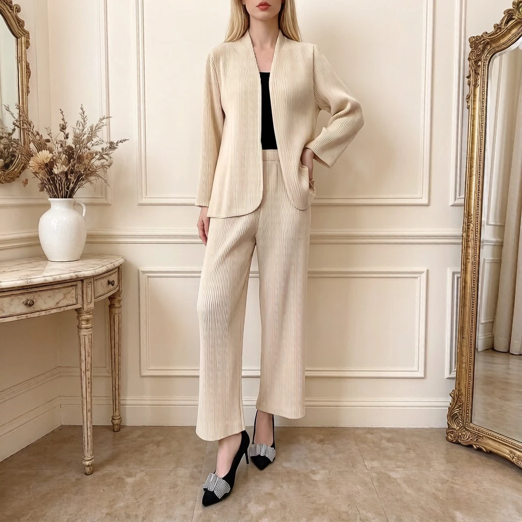 

Miyake Pleated 2026 Spring/Autumn New Collection Pleated Suit Women's Jacket Comfortable Pressed Pleats Wide-Leg Trousers Pleat
