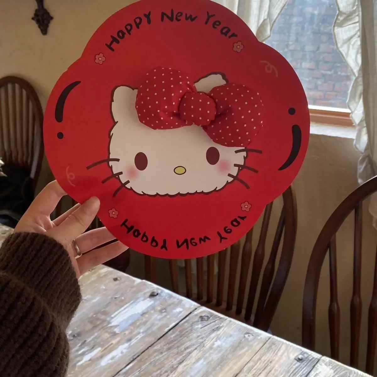

Kawaii Hello Kitty Bedroom Decoration Window Sticker Lucky 3D High-value Household Holiday Cartoon Door Sticker For Home Decor
