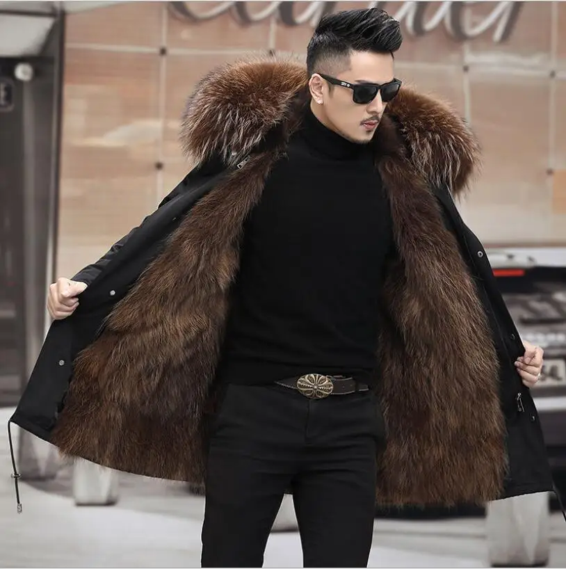 

Down Long Waterproof Jackets faux Fox Fur Coat For Man winter Jacket puffer jacket men 2022 Winter warm coats Men clothing