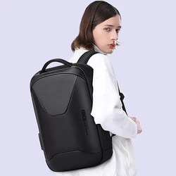 Leather Aesthetic Backpack Anti-Theft USB Charging Port 16 Inch Laptop Bag Men's and Women's Business Backpack Black Bag