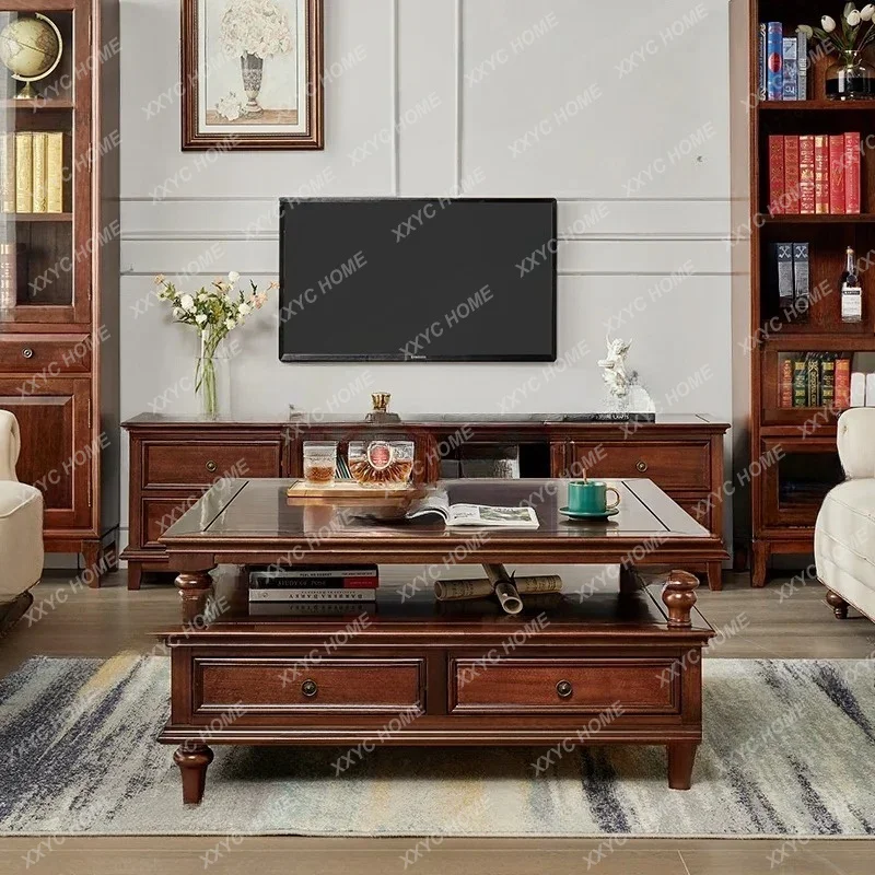 XX solid wood  coffee table living room household square table simple coffee table