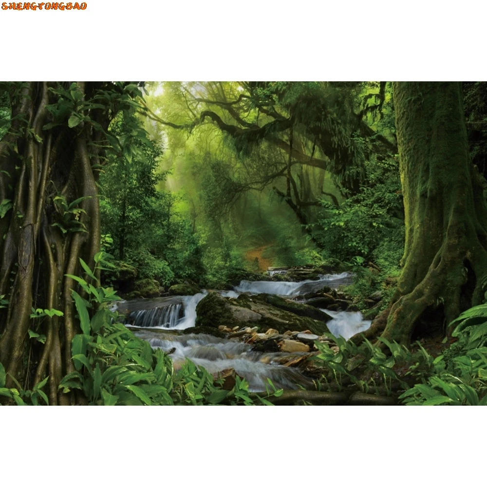 Фон с тропическим лесом, тропический лес, зеленые листья, джунгли, природный пейзаж, приключения, детский фон для фотосъемки на день рождения, декор