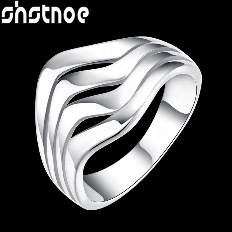 Sizes 6-10 925 Sterling Silver Wave Ring For Women Birthday Engagement Wedding Party Accessories Gifts Fashion Simple Jewelry