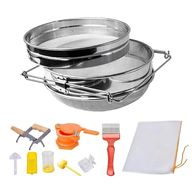 Professional Beekeeper Starter Kits Honeys Processing Tools Stainless Strainer and Frame Holder Beekeeping Accessories