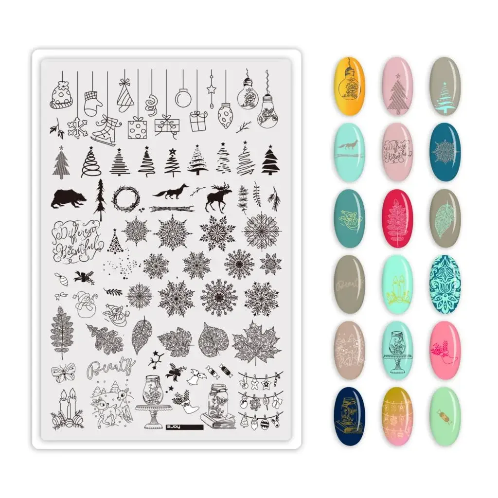 مابل ليف مسمار ختم لوحات الخريف الشتاء يترك تصميم البولندية Stencil مسمار الطباعة ختم صورة قالب مانيكير أدوات الاستنسل