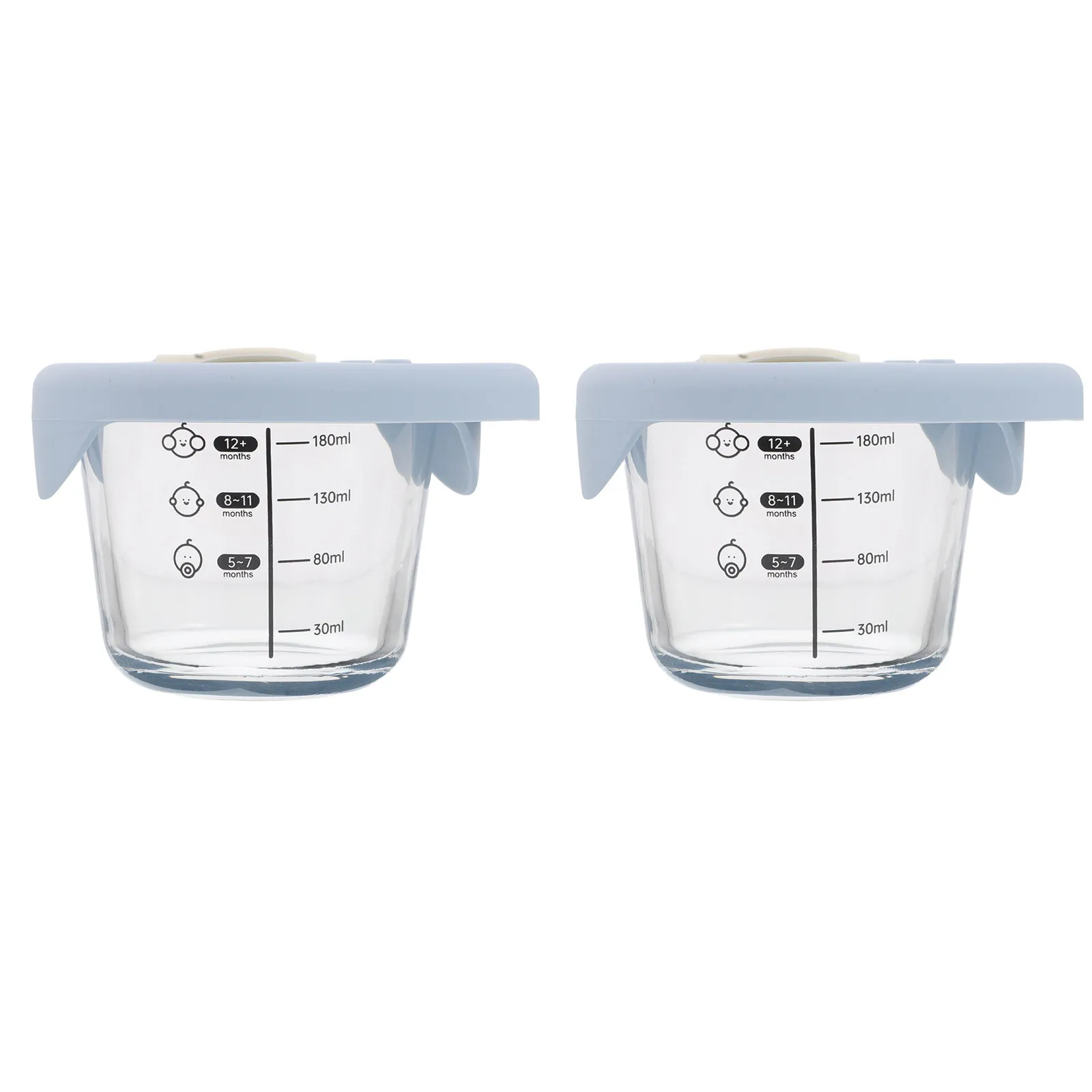 

2Pcs Children's Complementary Food Bowls - 6Oz 180Ml Airtight Glass Baby Containers for Fridge Breast Milk Storage Freezer