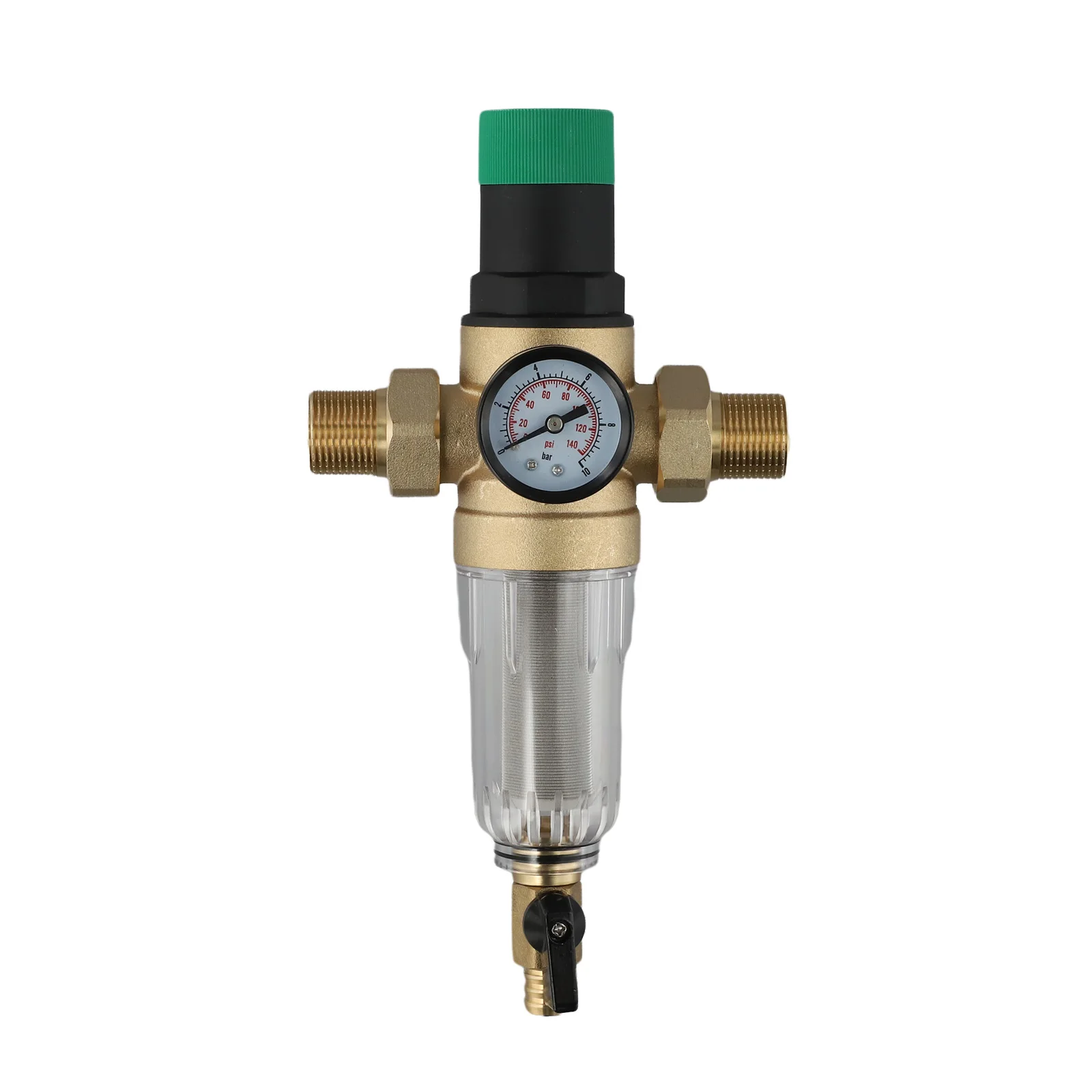 Adjustable Pressure Valve Backwash Filter For Home Plumbing Systems Dezincification-resistant Brass Horizontal Installation