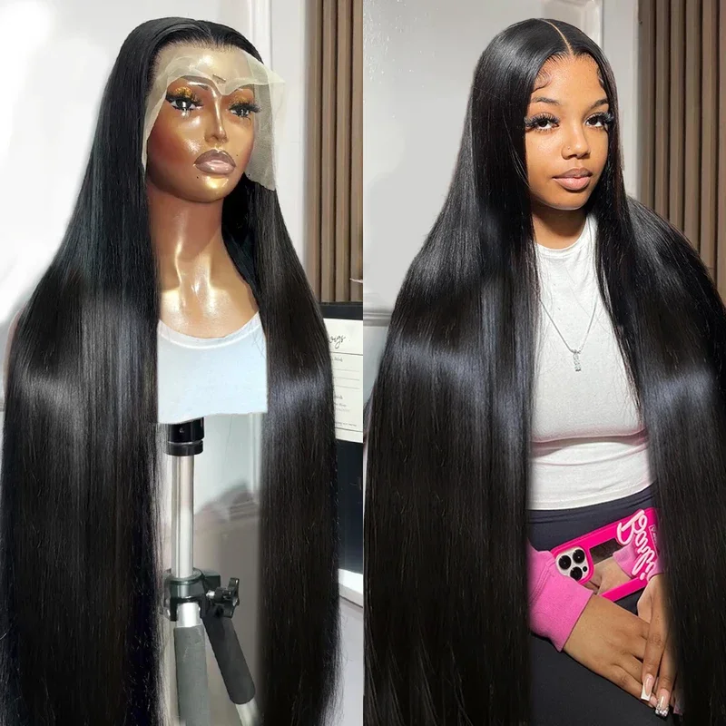 250 Gęstość Brazylijska 30 38 cali Bone Straight 13x4 Lace Front Human Hair Wigs 13x6 HD Transparent Lace Frontal Wig For Women