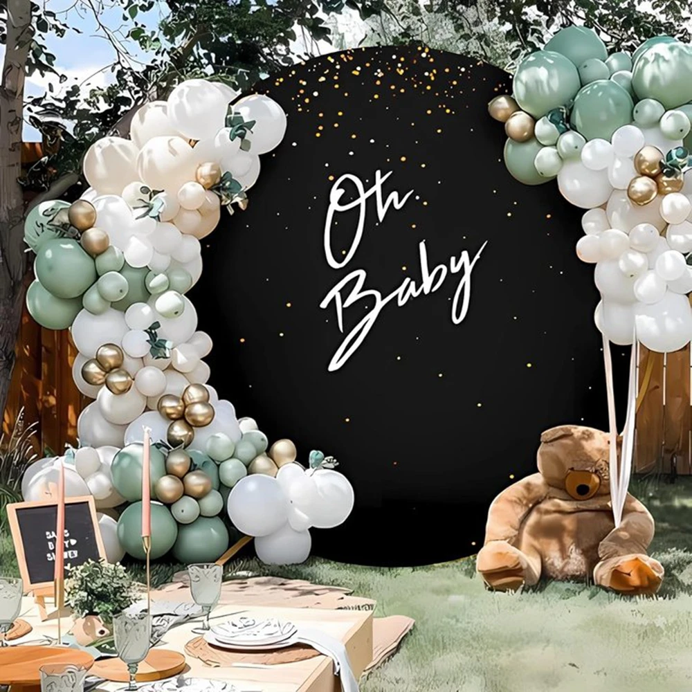 Customized White Round Backdrop Cover Wedding Birthday Party Decor Baby Shower Newborn Photography Background Circle Photo Props