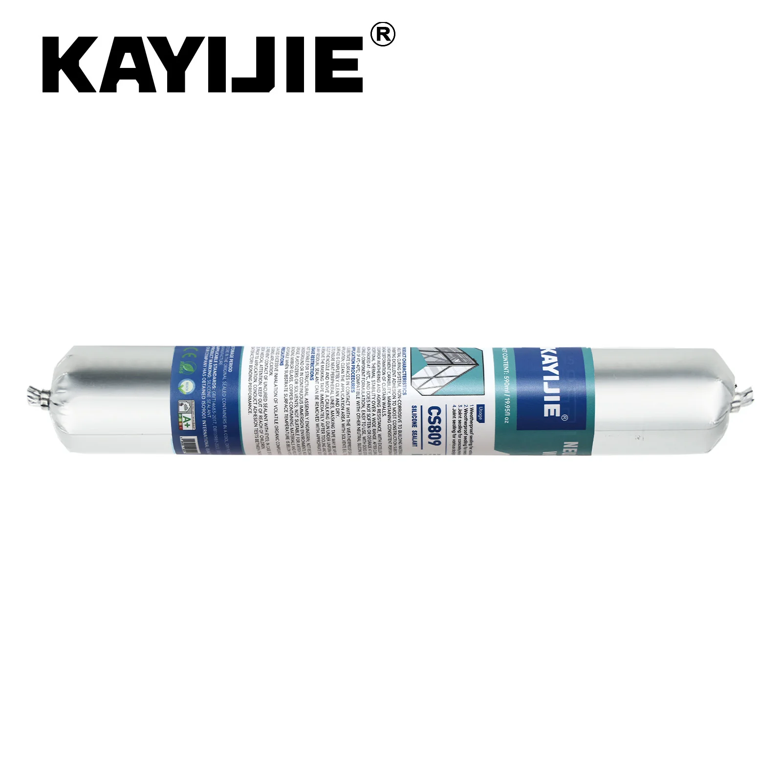 KAYIJIE-CS-809 Neutral Weather Resistant Silicone Sealant Black, Waterproof Caulk for Curtain Wall, Sunroom & Aluminum Panel