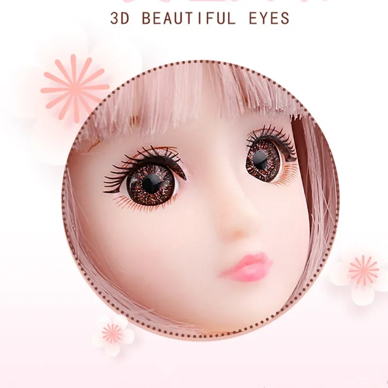 30 Cm Doll Makeup 3D Brown Eyes Curly Hair 1/6 BJD 20 Removable Joint Body Naked Baby 12 Inch Girl DIY Toy Gift