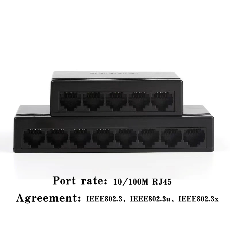 HTOC 5-port 8-port 100Mbps Ethernet Switch Network Monitoring Hub Router Distributor Plug and Play