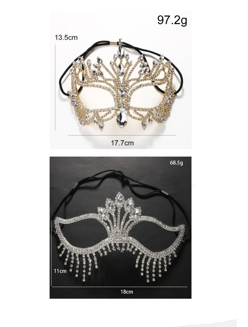 Rhinestone Tassel Veil Masks Full Face Women Chains Face Mask Masquerade Dance Party Performance Sexy Facial Accessories Jewelry