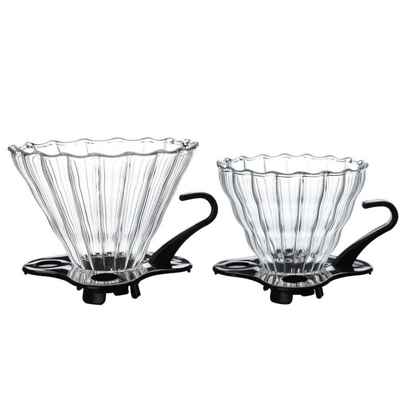 Cafetera de goteo de vidrio de borosilicato V01 V02, gotero de café transparente reutilizable, vierta sobre la taza de elaboración de café, filtro de embudo