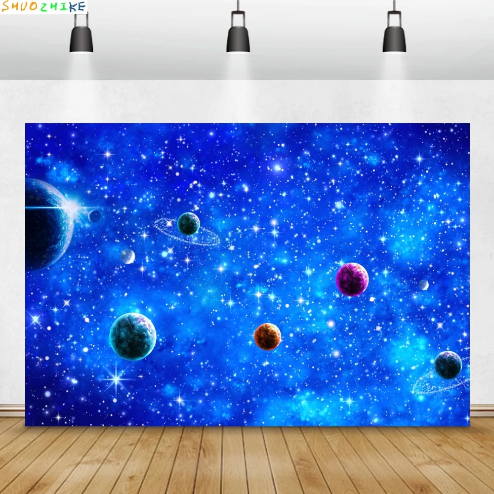 Céu azul escuro nuvens noite cênica glitter estrelado estrela fotografia pano de fundo chá de bebê photocall fundo estúdio foto