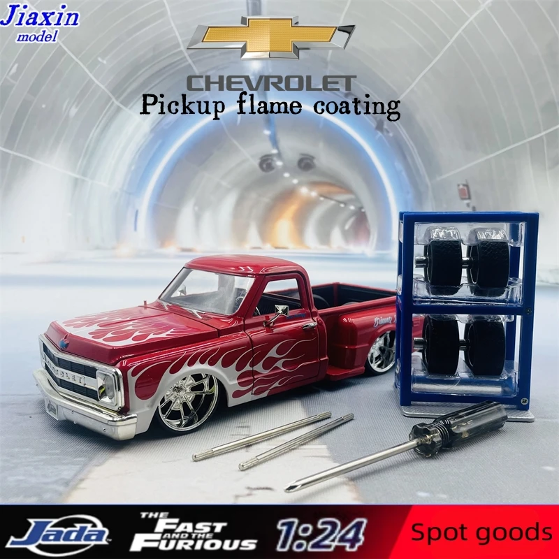 JADA 1/24 Cars Just Trucks 1968 C10 STEPSIDE Can Change Tire Simulation Metal Diecast Model Car Toys