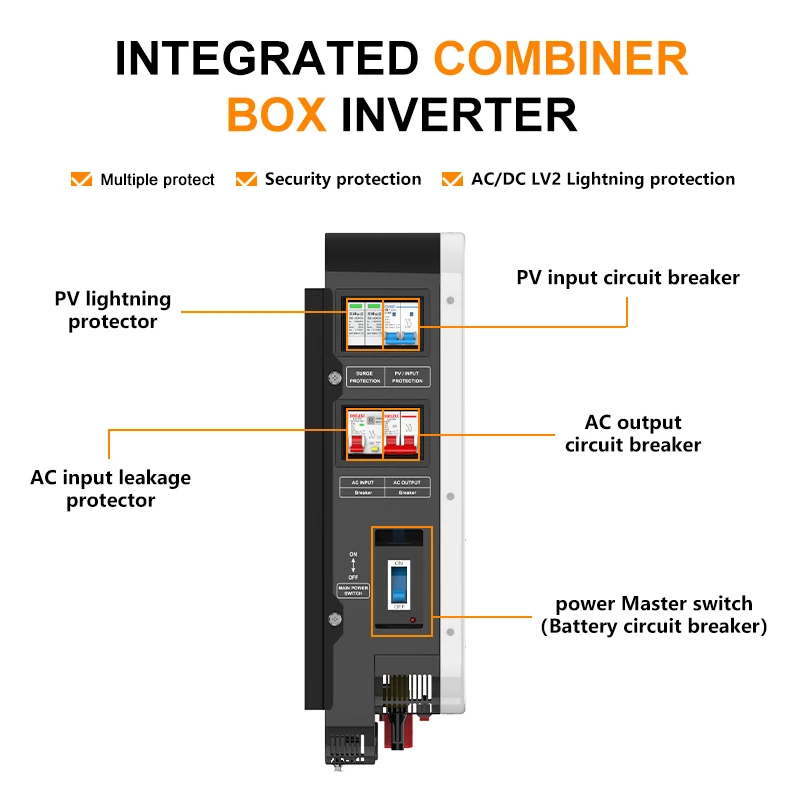 FCHAO 6.2KW 4.2KW Solar Inverter Max PV 100A MPPT Charge Pure sine wave Off Grid Hybrid Inverter 230V DC To AC Support LiFePo4