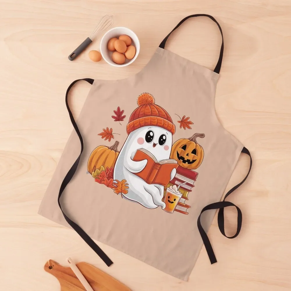 

Halloween Ghost Reading Apron Kitchens Accessories for women halloween Women's Dresses Men's Kitchen Apron