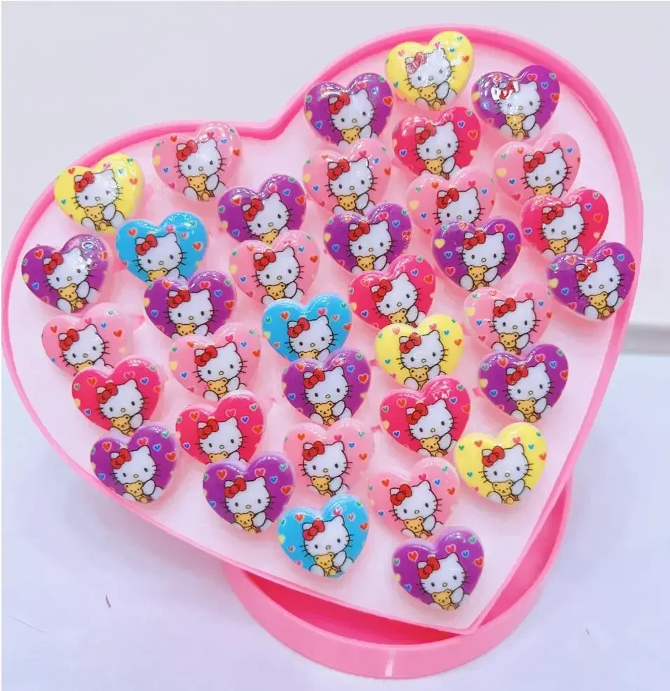 

Sanrio hello kitty 36pcs Children's Acrylic Animal Ring Children's Ring Bracelet Birthday Gift Jewelry