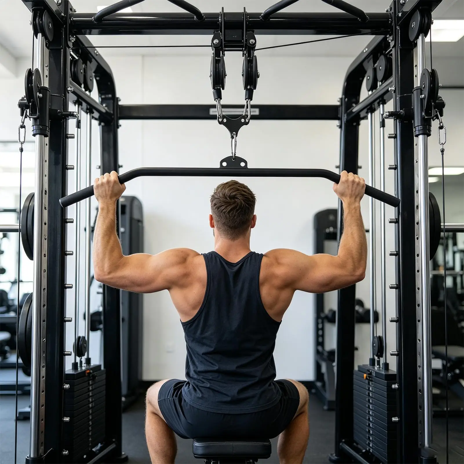 High-position pull-down bar adapter Heavy Duty Fitness Pulley Connector Cable Machine Attachment Adapter with 2 Hooks view 4
