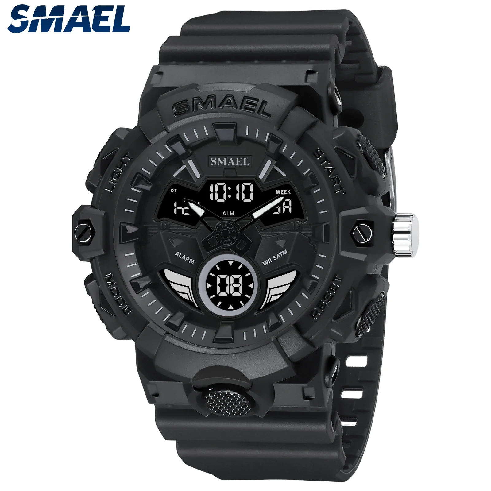 SMAEL Cool Dual Display Multi functional Outdoor Sports Night Light Waterproof Men\'s Electronic Watch 8085