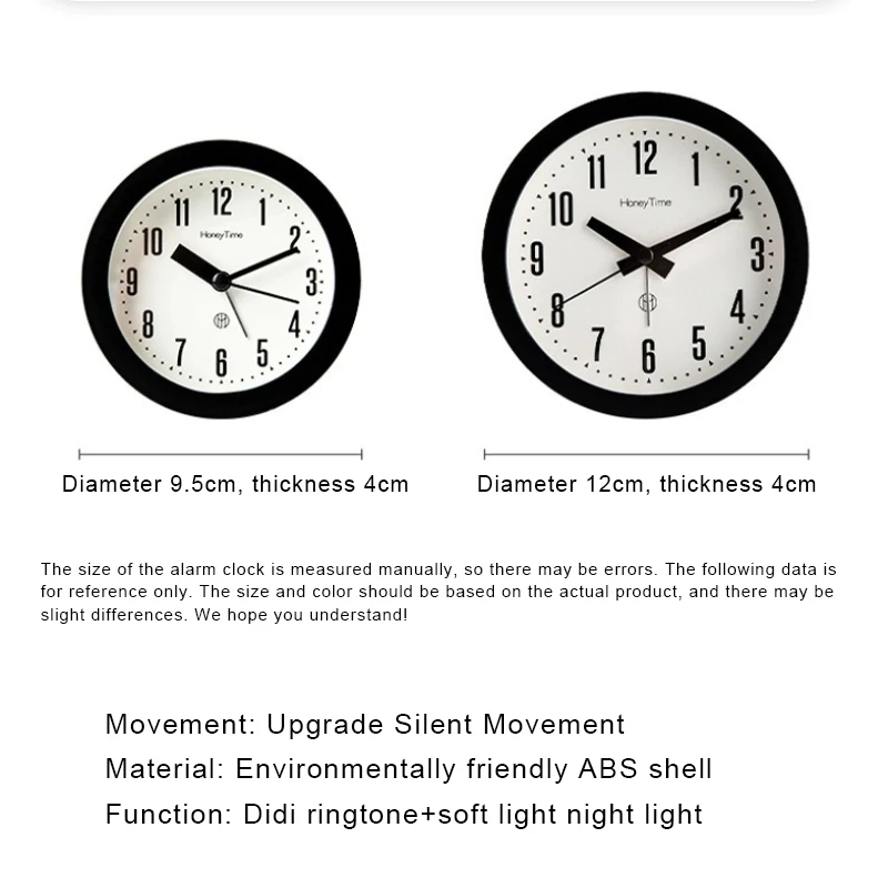 Simple Night Light Small Alarm Clock, Silent Scan Clocks for Students and Office, Small Size Time Machine