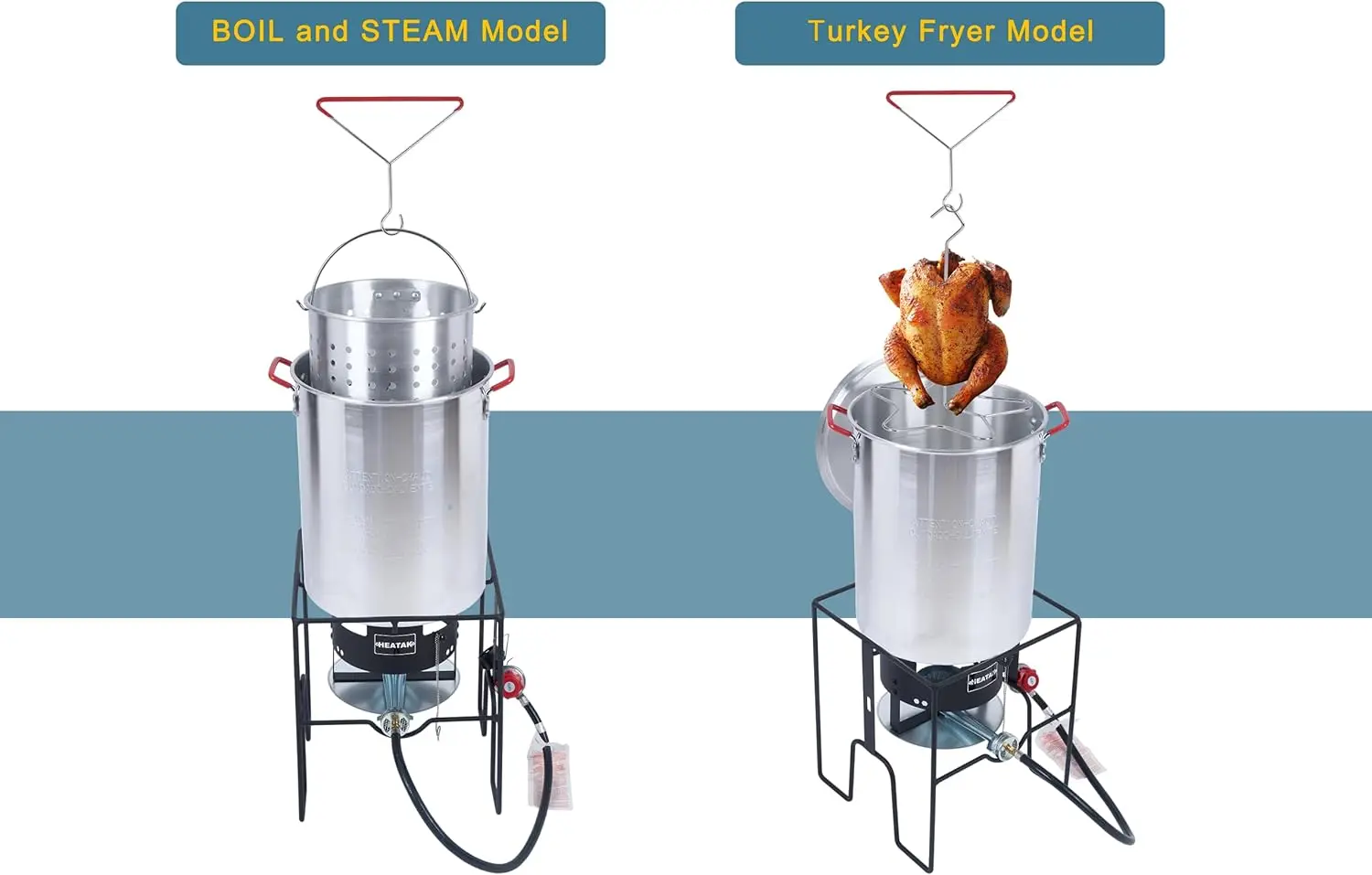 30 Qt Turkey Fryer & 10 Qt Fish Fryer Combo Kit with CSA Approved 50,000BTU Burner with 10PSI Regulator