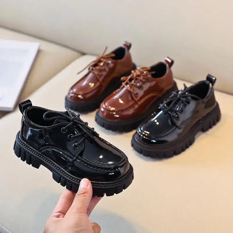 Wednesday Addams Shoes Cosplay Baby Girls Lmitation Leather Shoes 2023 New Black Cosplay Shoes Princess Dress Shoes 2-16 Years