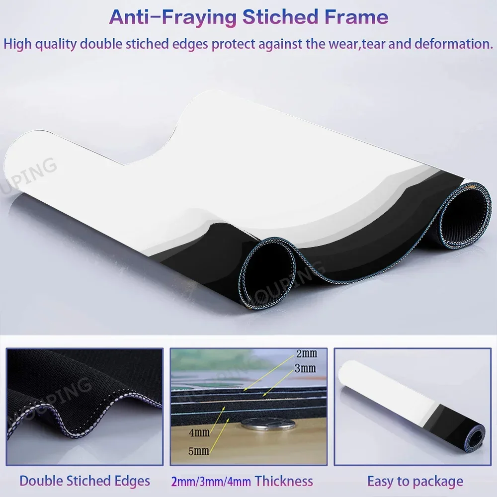 흑백 마우스 패드 아트 대형 책상 매트 미적 미니멀리스트 테이블 러그 800x300 키보드 패드 Mausepad Xxl 마우스 패드 900x400