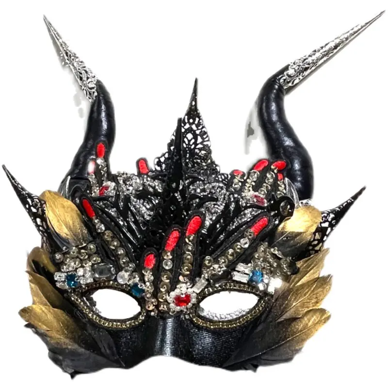 

Masked Venice Makeup Ball Party, mysterious horned masks, Halloween cosplay, masked characters