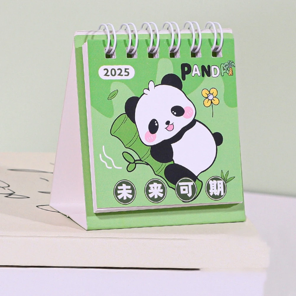 

4pcs Cute Panda Desk Mini Standing Flip 2025 Desktop Ornament Office Decor Small Table Calendar Daily Planner Decorative Memo