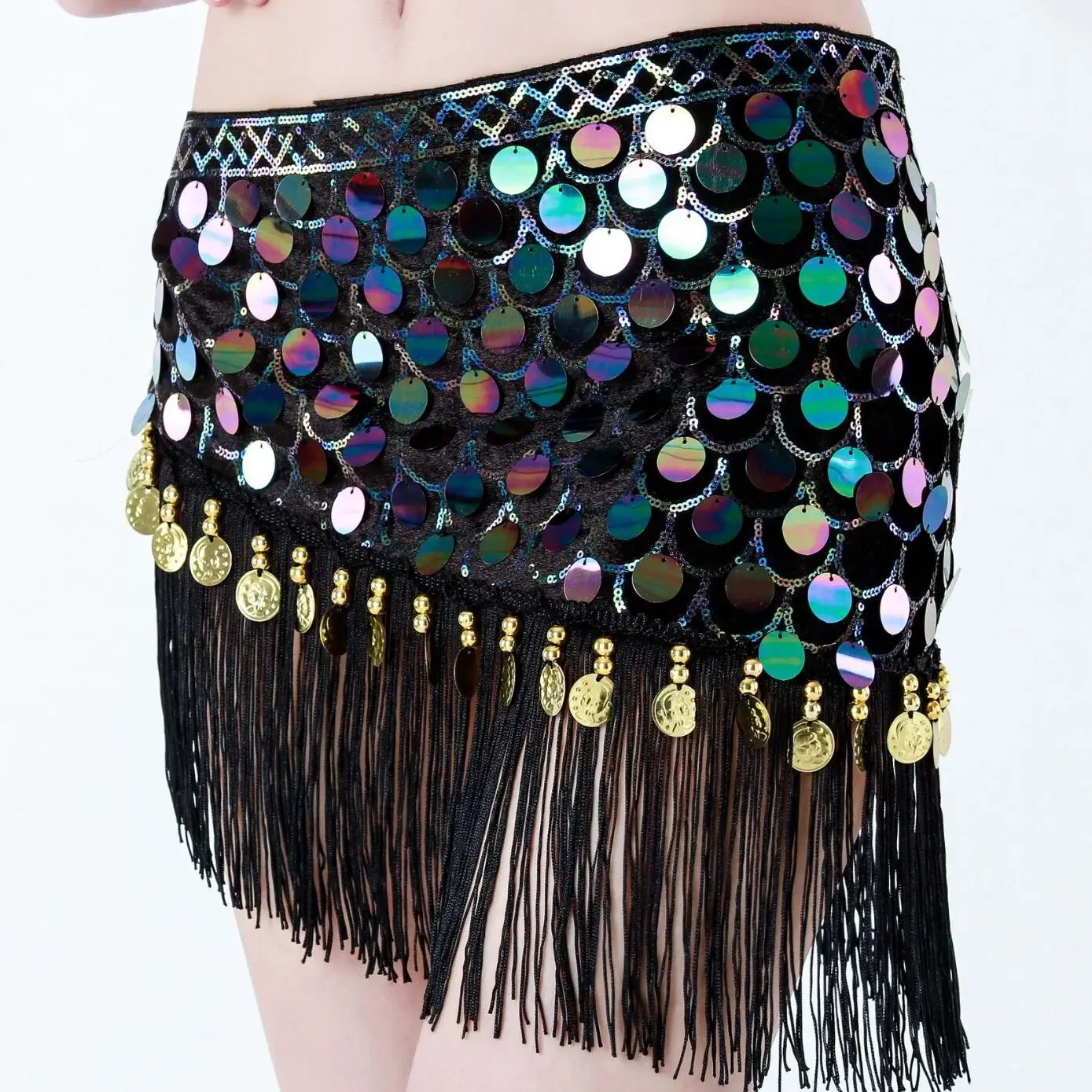 벨리댄스 의상 섹시 힙 스카프 물고기 비늘 태슬 벨리댄스 레슨복