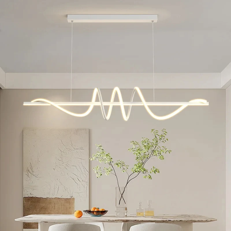 Modern Dining Table Pendant Lights Minimalist Dining Room Chandelier Home Lighting Living Room Decoration Bar Linear Wavy Lamp image 4