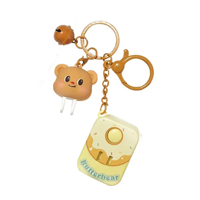 Butterbear Socket Toy Keychain Female Cute Butter Bear Cartoon Decompression Pinch Keychain