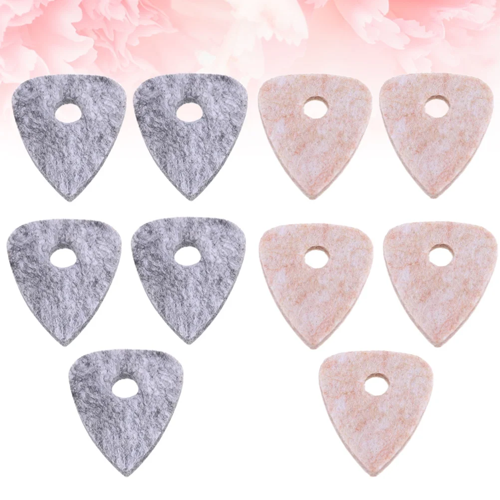 Púas de guitarra de fieltro de lana, instrumento de cuerda de nailon duradero, ukelele, bajo, púa, Color gris crema, 10 Uds.