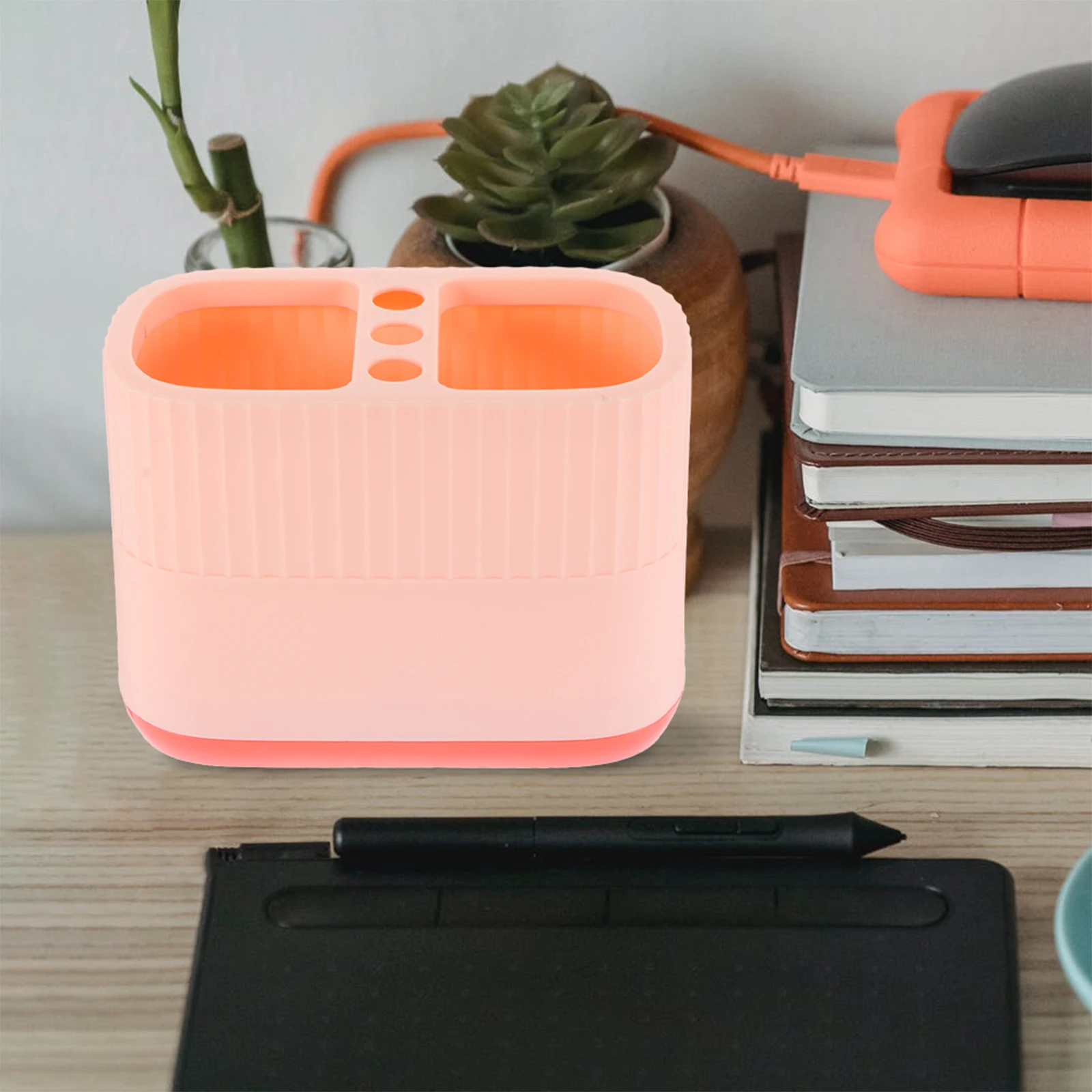 

2 Pcs Storage Boxes Plastic Pen Holder Brush Container Desktop ganizer Stationery Accessories Jewelry Makeup Brushes Multi