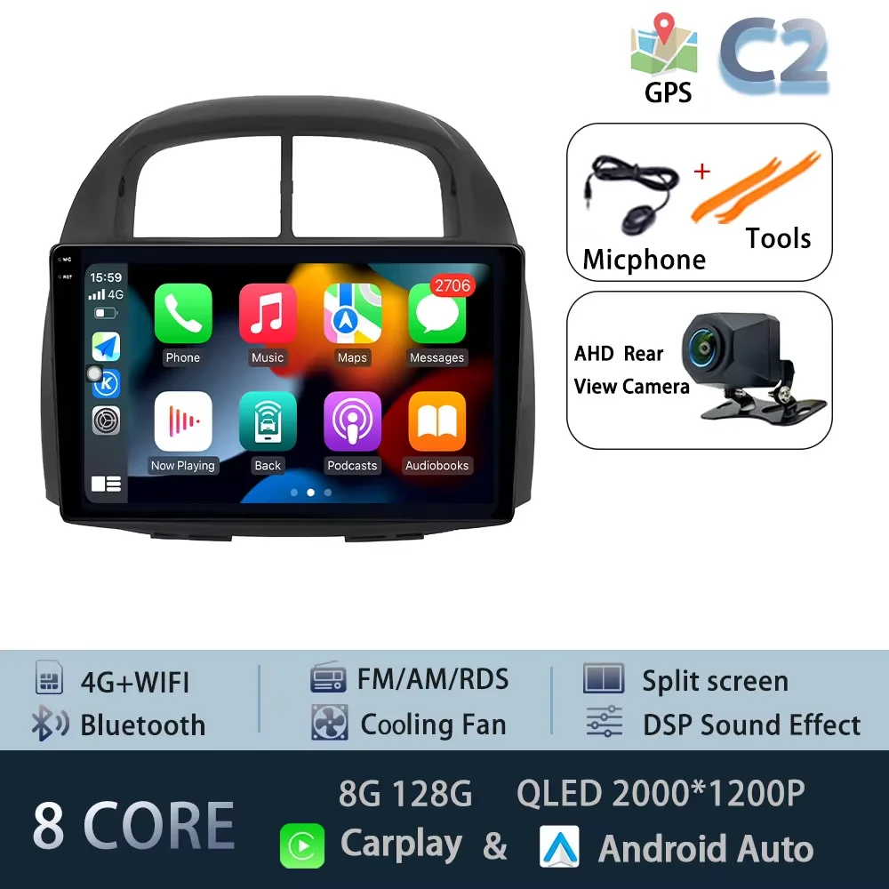 10.1 "Autoradio Android 15 Voor Toyota Passo Myvi Daihatsu Sirion 2006-2011 CarPlay Auto BT Multimedia GPS 360 °   Hoofdeenheid